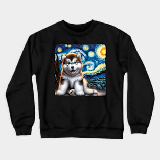 Starry Alaskan Malamute Portrait - Dog Portrait Crewneck Sweatshirt